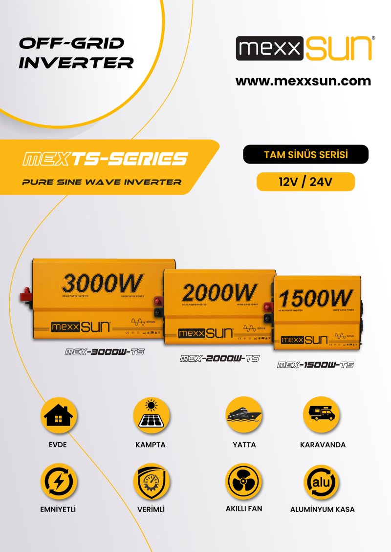 Mexxsun 12 Volt 3000 Watt Tam Sinüs İnverter - İnvertör - 12 - 220 Volt Çevirici - Görsel 3