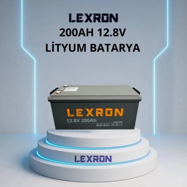 LEXRON - İnges 12.8 VOLT 200 AMPER LİTYUM AKÜ - 12 VOLT 200 AH LİFEPO4 BATARYA - güneş paneli aküsü