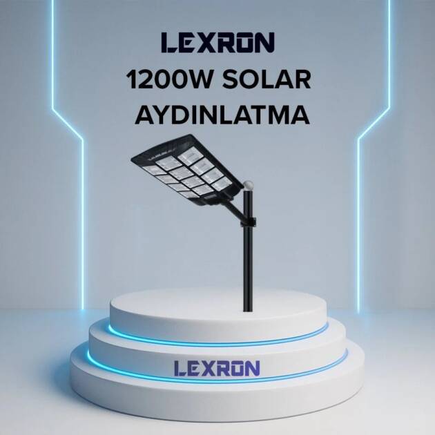 LEXRON - İnges 1200 WATT SOLAR AYDINLATMA - GÜNEŞ ENERJİLİ ARMATÜR  - SOLAR BAHÇE VE SOKAK LAMBASI