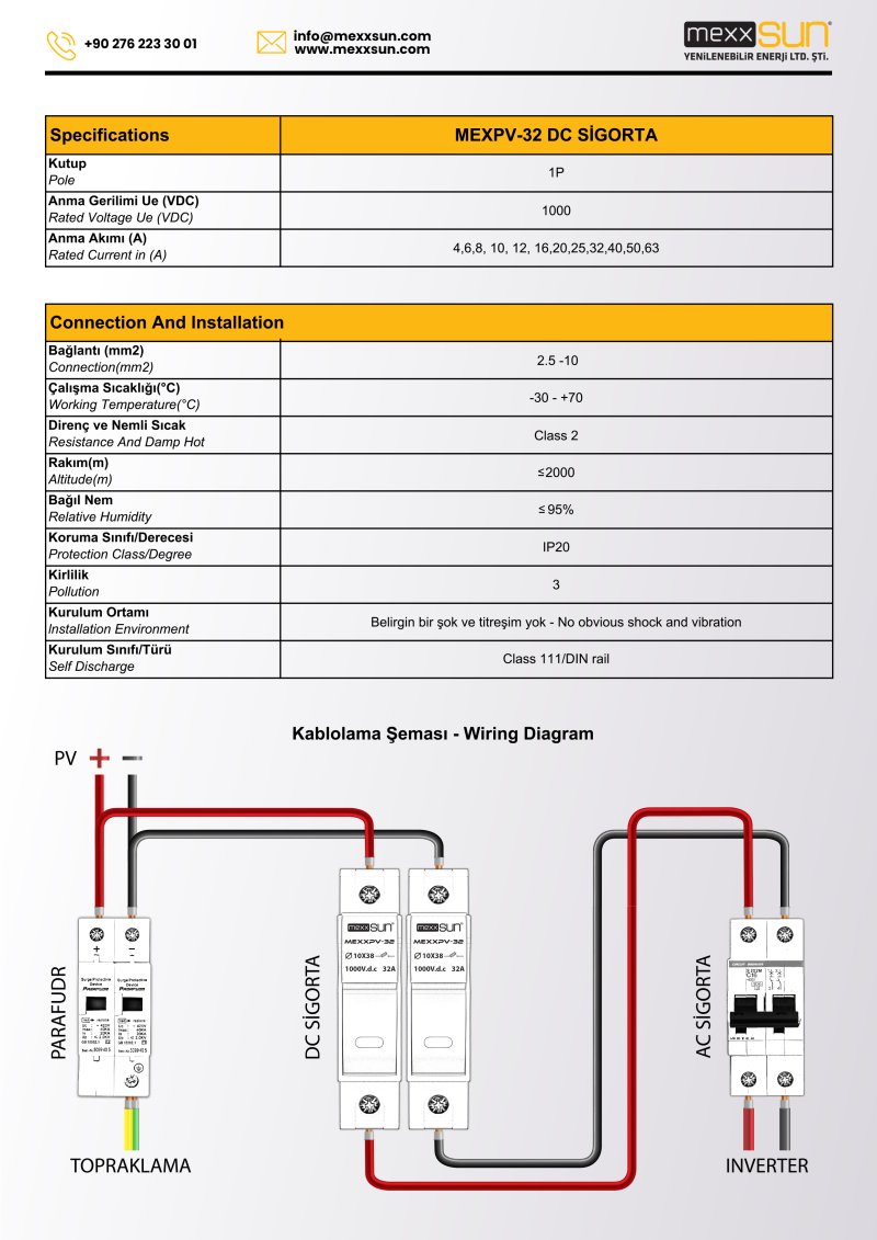 Mexxsun - İnges 16 Amper DC Sigorta ve Yuvası kutusu 1000 volt - Görsel 3