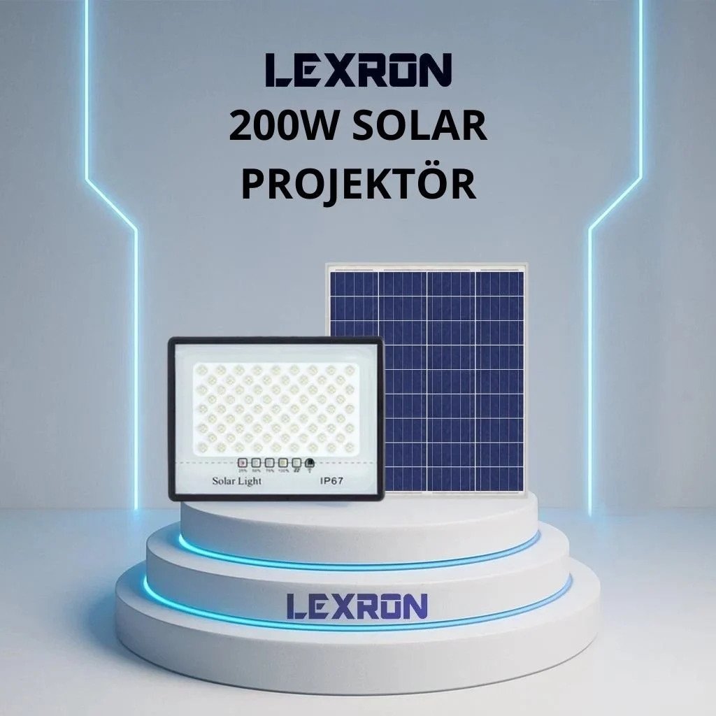 Lexron - inges 200 WATT LED HAZIR SOLAR PROJEKTÖR kumandalı 200w güneş enerjili aydınlatma ışıldak